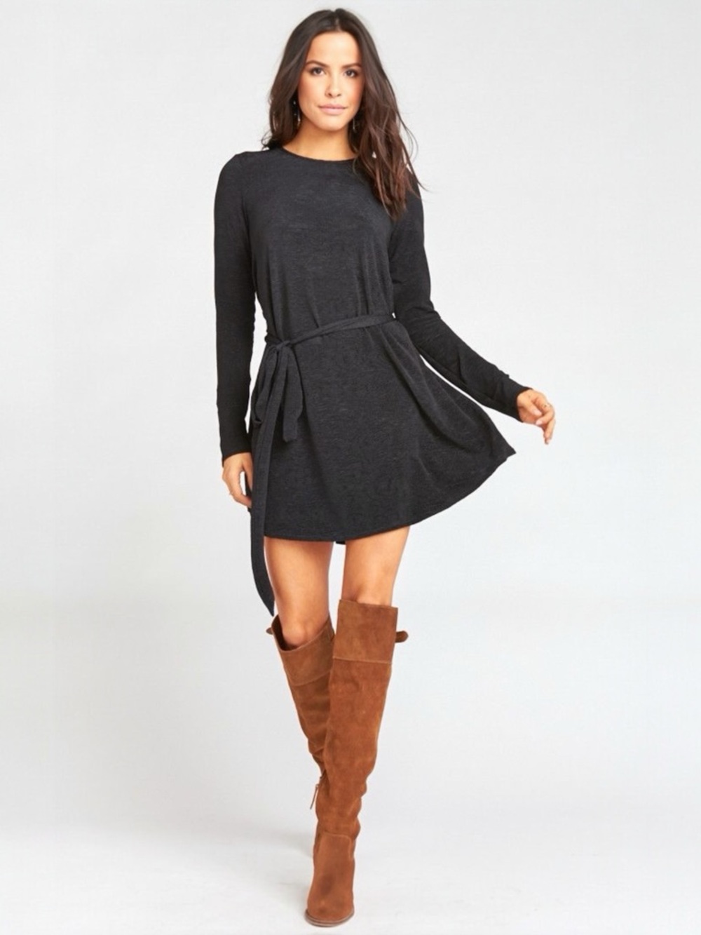 SHOW ME YOUR MUMU • Toby Tie-Waist Trapeze Dress in Ripple Black